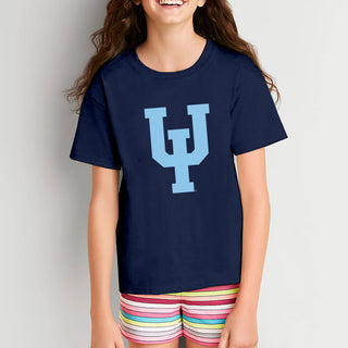 Upper Iowa University Peacocks Basic Cotton Youth Short Sleeve T Shirt - Navy