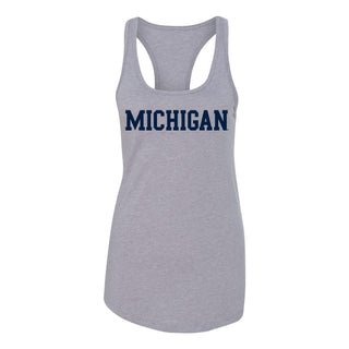 University of Michigan Wolverine's Basic Block Womens Racerback Tank - Heather Grey