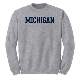 Michigan Wolverines Basic Block Crewneck Sweatshirt - Sport Grey