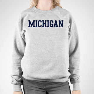 Michigan Wolverines Basic Block Crewneck Sweatshirt - Sport Grey