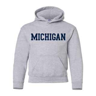 Basic Block University of Michigan Youth Basic Cotton Hoodie - Sport Grey