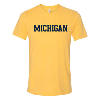 University of Michigan Wolverines Basic Block Canvas Short Sleeve Triblend T-Shirt - Yellow Gold Triblend