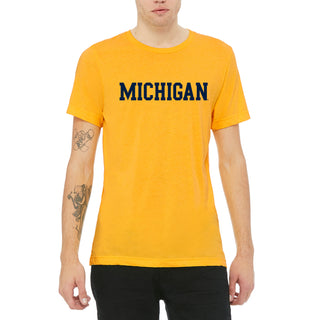 University of Michigan Wolverines Basic Block Canvas Short Sleeve Triblend T-Shirt - Yellow Gold Triblend