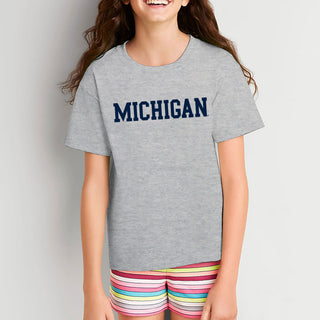 Basic Block University of Michigan Basic Cotton Short Sleeve Youth T Shirt - Sport Grey