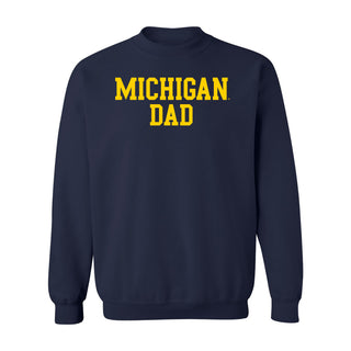 Michigan Wolverines Basic Block Dad Crewneck Sweatshirt - Navy