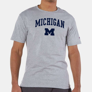 Michigan Arch Logo Champion SS T-Shirt - Light Steel