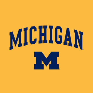 Michigan Wolverines Arch Logo Crewneck Sweatshirt - Gold