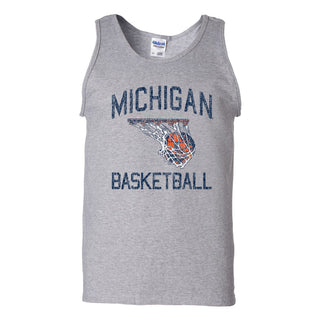 University of Michigan Wolverines Retro Faded Basketball Tank Top - Sport Grey