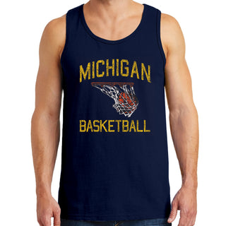 University of Michigan Wolverines Retro Faded Basketball Tank Top - Navy