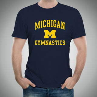 Arch Logo Gymnastics University of Michigan Basic Cotton Short Sleeve T Shirt - Navy