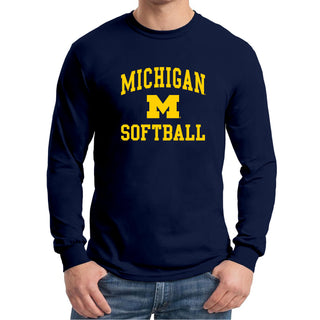 University of Michigan Wolverines Arch Logo Softball Long Sleeve - Navy