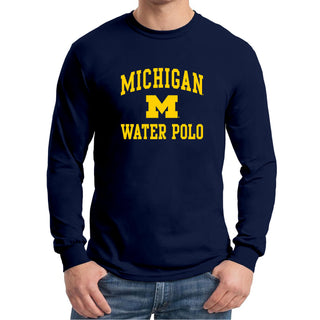 University of Michigan Wolverines Arch Logo Water Polo Long Sleeve - Navy