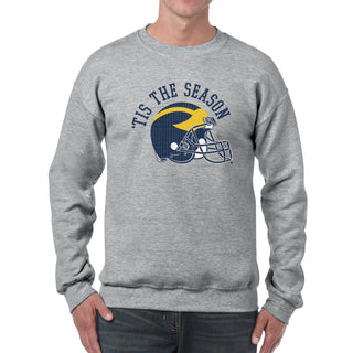 University of Michigan Wolverines Tis The Season Basic Cotton Crewneck Sweatshirt - Sport Grey