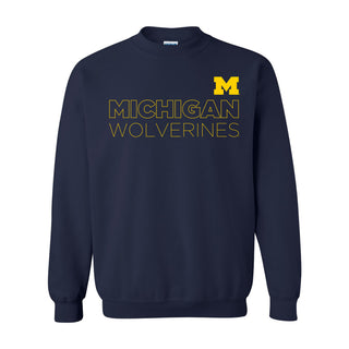 Modern Outline University of Michigan Heavy Blend Crewneck Sweatshirt - Navy