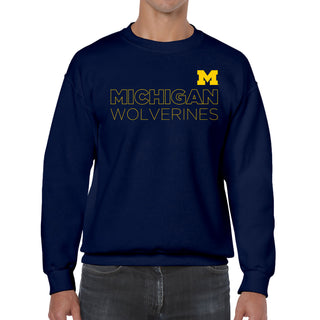 Modern Outline University of Michigan Heavy Blend Crewneck Sweatshirt - Navy