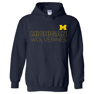 Modern Outline University of Michigan Heavy Blend Hooded Sweatshirt - Navy