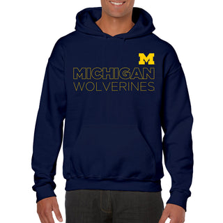 Modern Outline University of Michigan Heavy Blend Hooded Sweatshirt - Navy