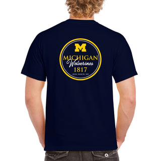 Classic Circle University of Michigan Classic Circle Basic Cotton Short Sleeve T Shirt - Navy