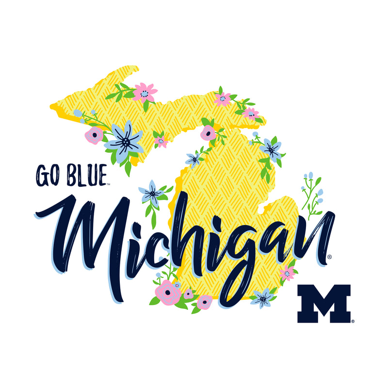 Floral State University of Michigan Comfort Colors Heavyweight Ringspun Short Sleeve T Shirt - White