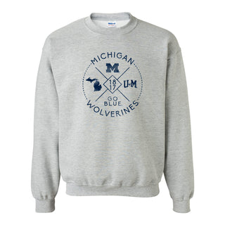 Identity Stamp University of Michigan Heavy Blend Crewneck - Sport Grey