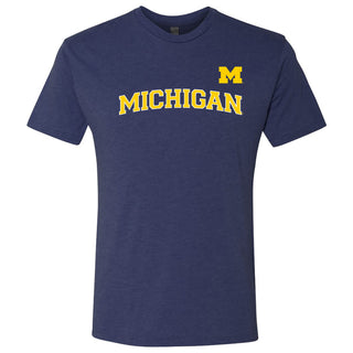 Baseball Jersey Print University of Michigan Next Level Triblend Short Sleeve T Shirt - Vintage Navy