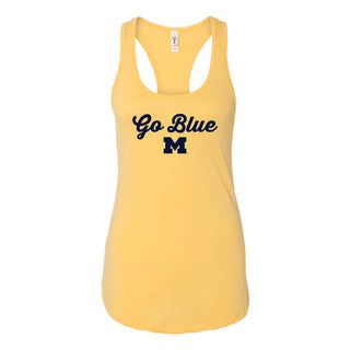 University of Michigan Wolverine's Spirited Script Women's Racerback Tank - Banana Cream