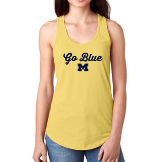 University of Michigan Wolverine's Spirited Script Women's Racerback Tank - Banana Cream