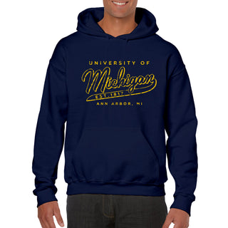 University of Michigan Road Trip Script Heavy Blend Hoodie - Navy