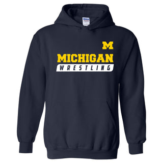 Wrestling Slant University of Michigan Heavy Blend Hoodie - Navy