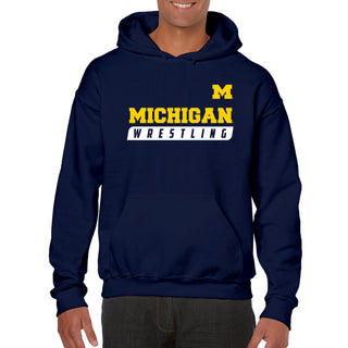 Wrestling Slant University of Michigan Heavy Blend Hoodie - Navy