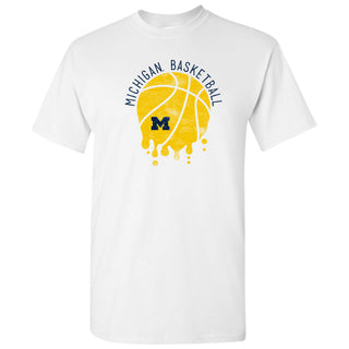 University of Michigan Basketball Dribble Basic Cotton Short Sleeve T Shirt - White