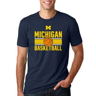 Michigan Wolverines Basketball Mesh NLA Short Sleeve T Shirt - Midnight Navy