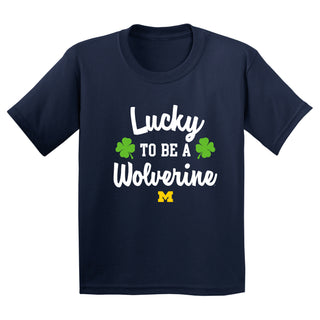 Michigan Wolverines Lucky to be a Wolverine Youth T Shirt - Navy