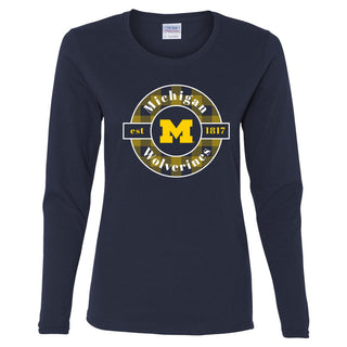 Michigan Plaid Circle Women's Long Sleeve - Navy