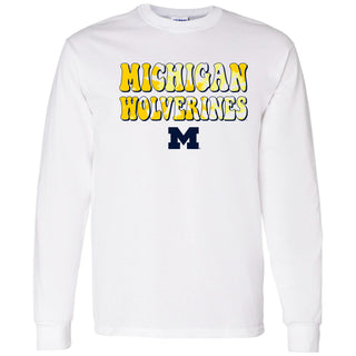 Michigan Tie Dye Type Long Sleeve - White