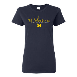 Michigan Thin Script Women's T-Shirt - Navy