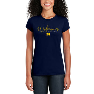 Michigan Thin Script Women's T-Shirt - Navy