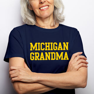 Michigan Basic Block Grandma Short Sleeve T-Shirt - Navy