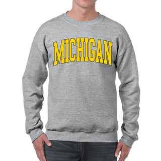 Michigan Wolverines Mega Arch Crewneck Sweatshirt - Sport Grey