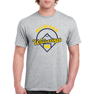 Michigan Wolverines Baseball Field T Shirt - Sport Grey