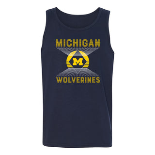 Michigan Wolverines Vaporwave Grid Tank Top - Navy