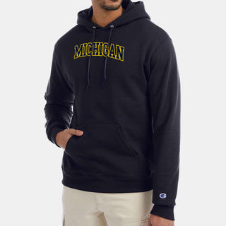 Michigan Wolverines Applique Powerblend Hoodie - Navy