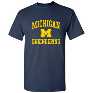 Arch Logo Engineering University of Michigan Basic Cotton Short Sleeve T-Shirt - Navy