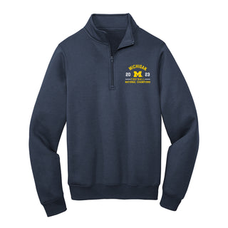 Michigan Wolverines CFP National Champions 23 Embroidered 1/4 Zip Sweatshirt - Navy