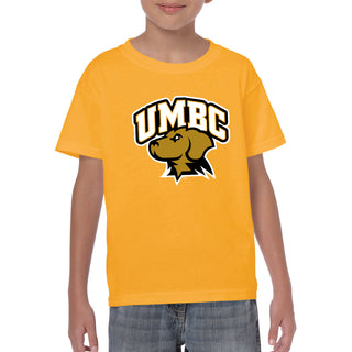 University of Maryland Baltimore County Retrievers Arch Logo Short Sleeve Youth T Shirt - Gold