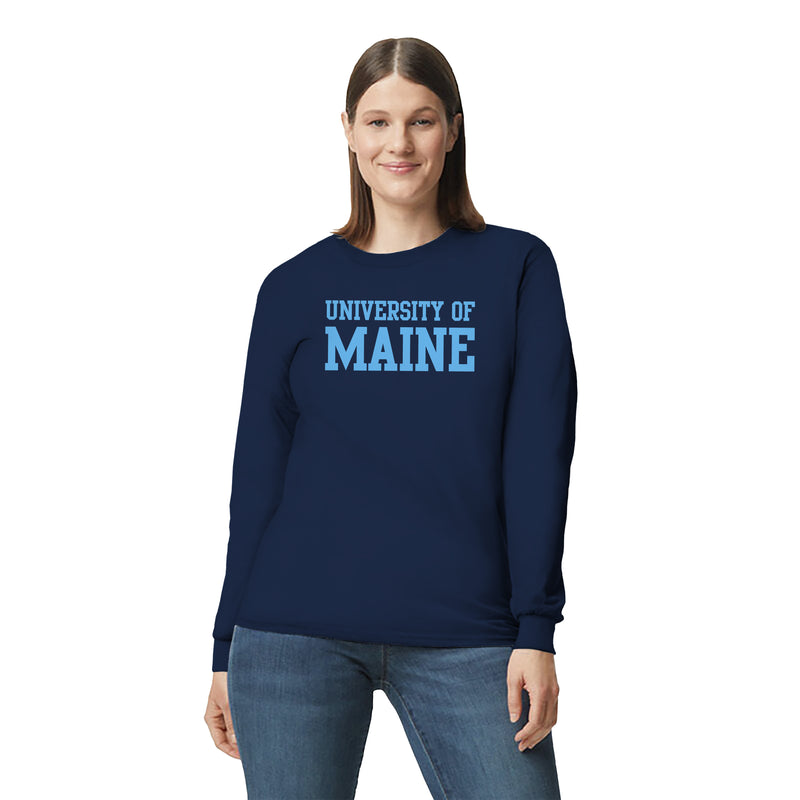 Maine Black Bears Basic Block Long Sleeve T Shirt - Navy