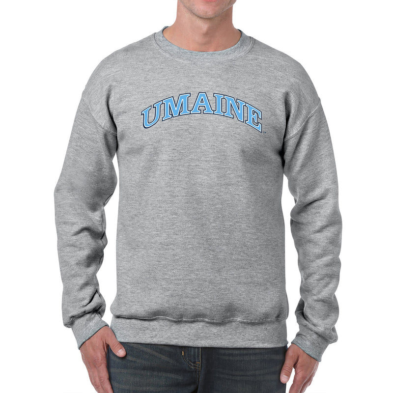 Maine Black Bears Arch Logo Crewneck Sweatshirt - Sport Grey