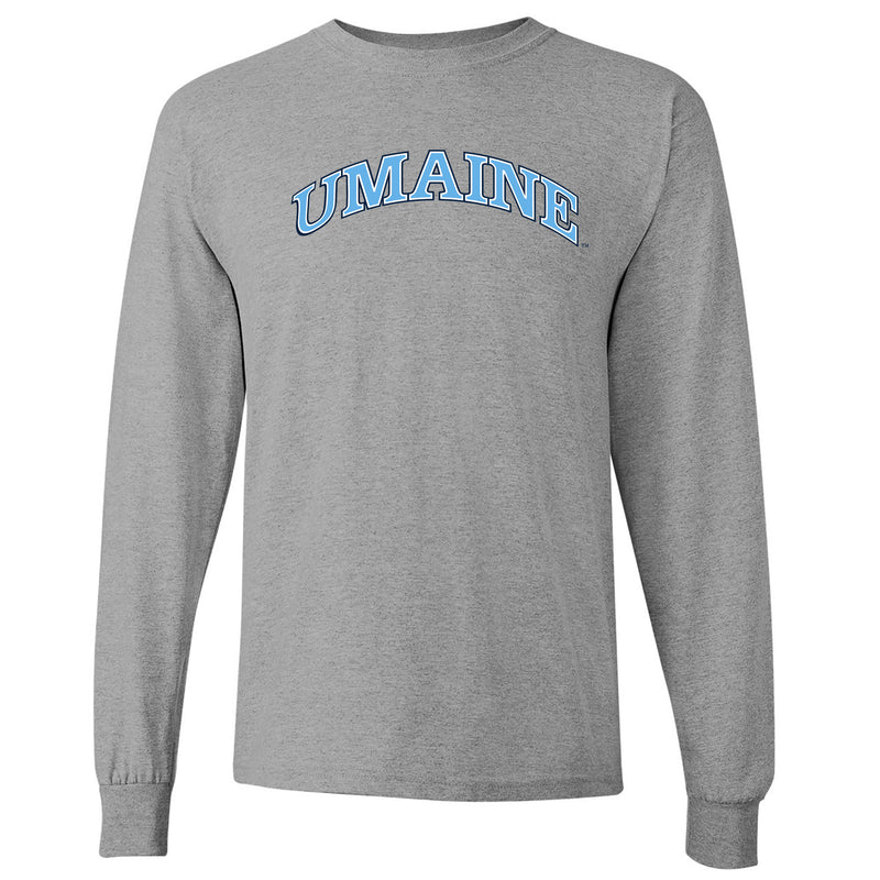 Maine Black Bears Arch Logo Long Sleeve T Shirt - Sport Grey