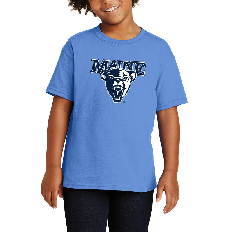 Maine Black Bears Primary Logo Youth T Shirt - C Blue