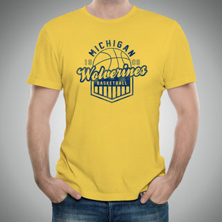 Basketball Shield University of Michigan Basic Cotton Short Sleeve T-Shirt - Maize